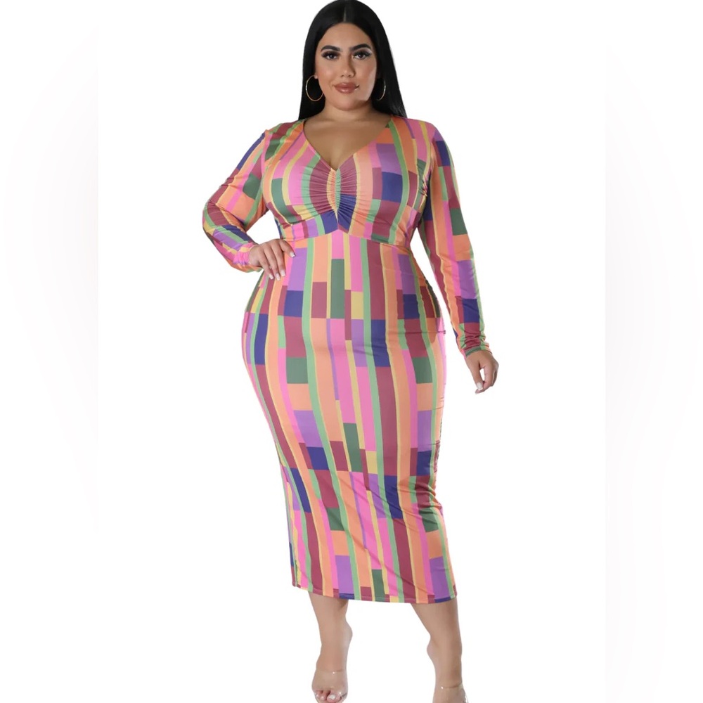 Plus size colorful dress